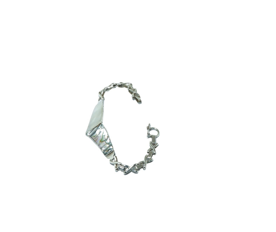 Double shell elegant design solid silver bracelet - ITIncanTraditional