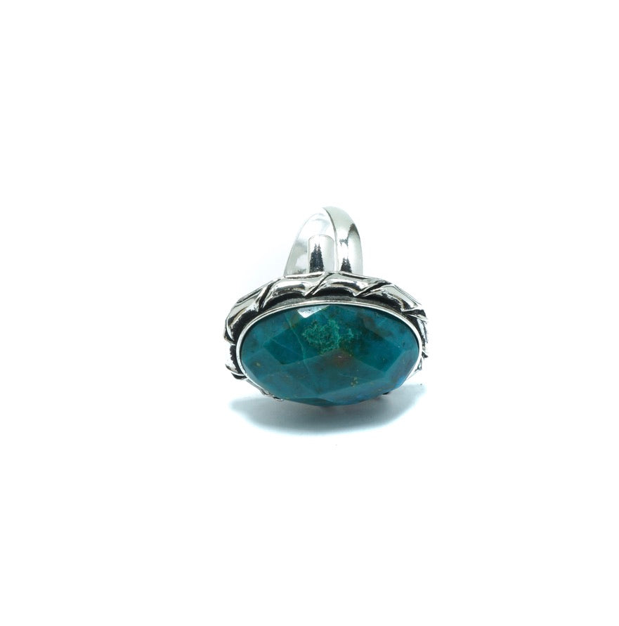 Peruvian Turquoise faceted solid elegant ring adjustable - ITIncanTraditional