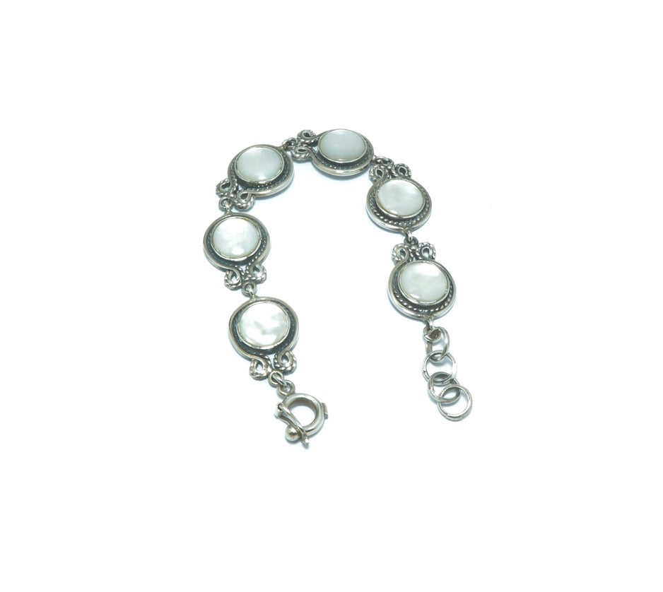 Mother of Pearl luxury elegant solid bracelet - ITIncanTraditional