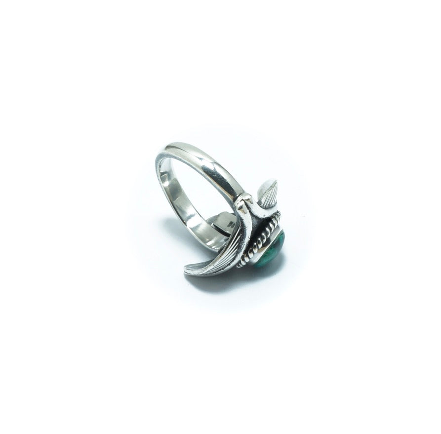 Chrysocolla flower solid elegant ring - ITIncanTraditional