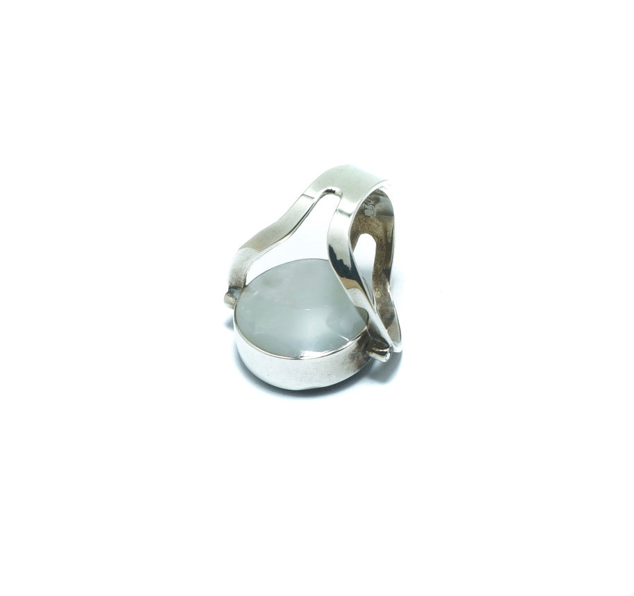 Double luxury circular silver ring with Onyx and Mother of Pearl - ITIncanTraditional