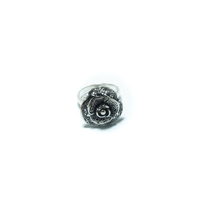 Rose luxury solid silver ring in oxidized silver - ITIncanTraditional