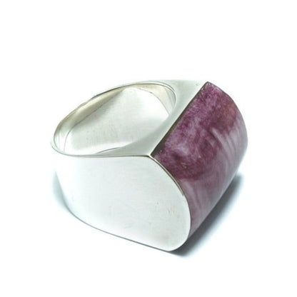 Solid silver ring with purple Spondylus shell - ITIncanTraditional