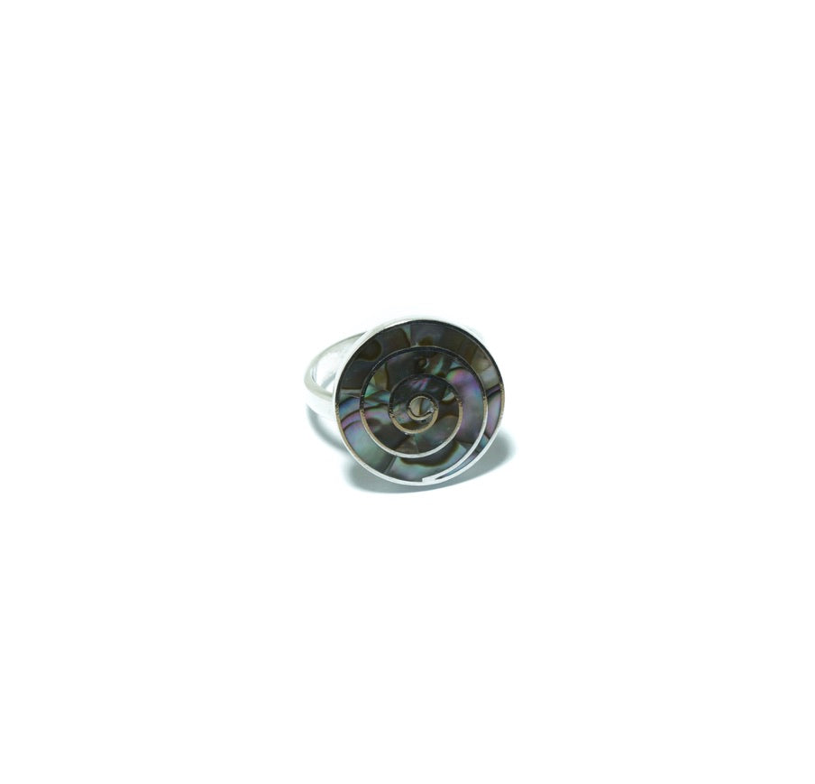 Spiral Abalone luxury solid silver ring - ITIncanTraditional