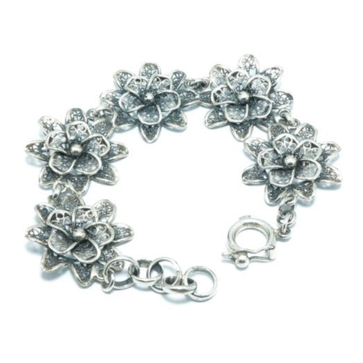 Flower luxury elegant silver bracelet - ITIncanTraditional