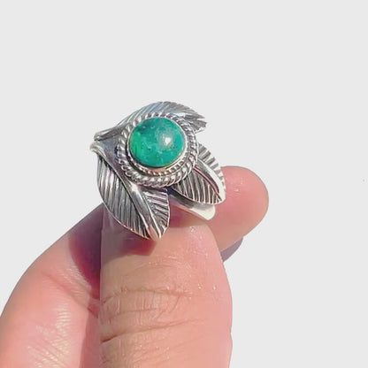 Chrysocolla flower solid elegant ring