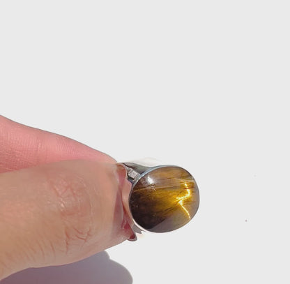 Tiger's eye solid silver ring