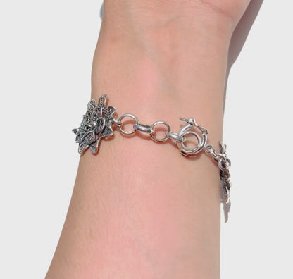 Flower luxury elegant silver bracelet