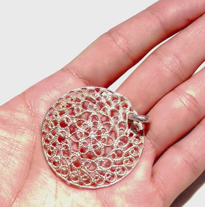 Filigree luxury solid silver pendant