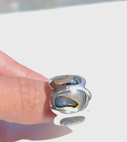 Abalone luxury solid silver ring