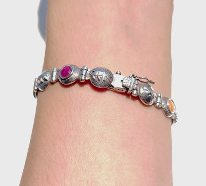 Design-Armband aus massivem Silber mit Steinen und Muscheln