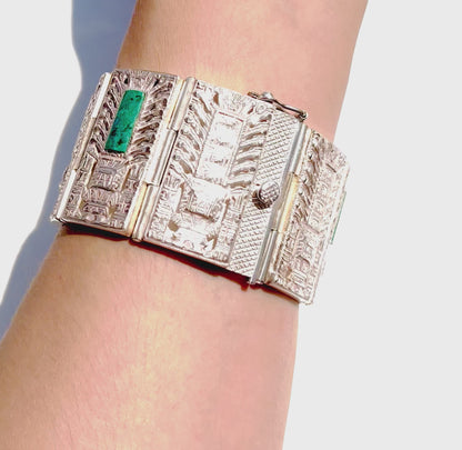 Massive Raimondi Stele Chrysocolla luxury design solid silver bracelet