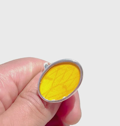 Phoebis Philea yellow luxury silver ring