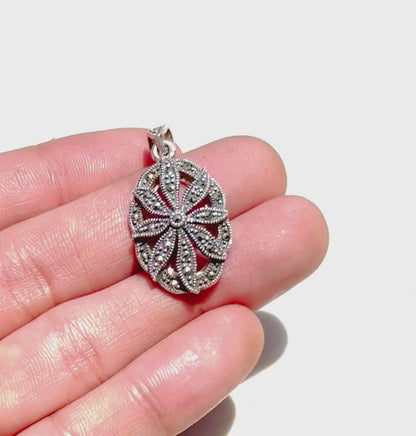 Marcasite luxury solid silver pendant